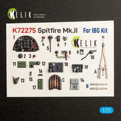 K72275 - Spitfire Mk.II - interior 3D decals for IBG kit - 1:72