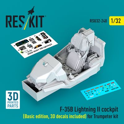 RSU32-0248 - ​F-35B Lightning II cockpit (Basic edition, 3D decals included) for Trumpeter kit (3D Printed) - 1:32