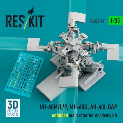 RSU35-0097 - UH-60M/L/P, MH-60G, AH-60L DAP unfolded main rotor for Academy kit (3D Printed) - 1:35
