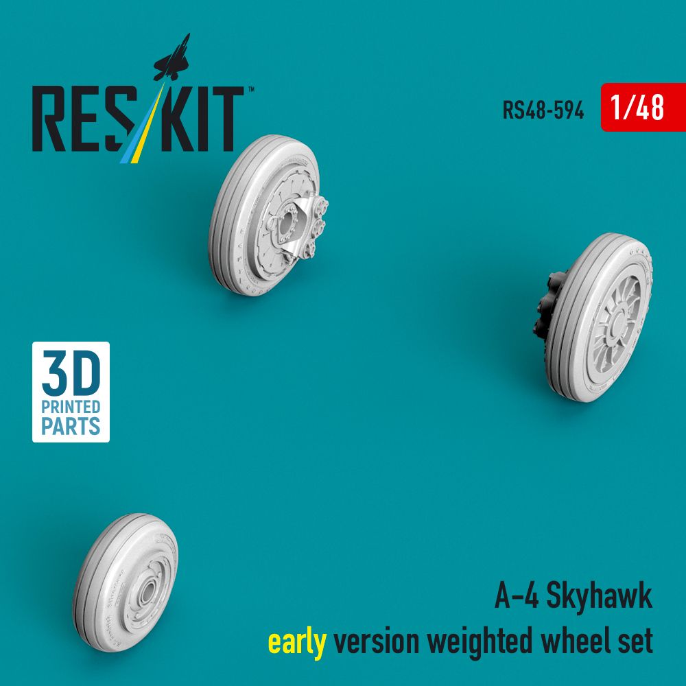 RS48-0594 - A-4 Skyhawk early version weighted wheel set (3D Printed) - 1:48