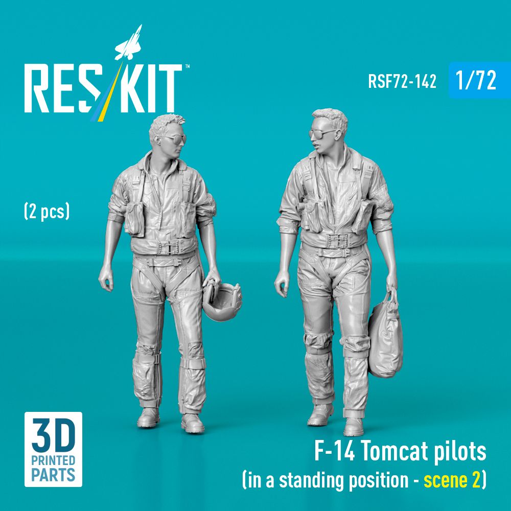 RSF72-0142 - F-14 Tomcat pilots (in a standing position - scene 2) (2 pcs) (3D Printed) - 1:72