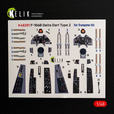 K48201 - F-106B Delta Dart Type 2 - interior 3D decals for Trumpeter kit - 1:48