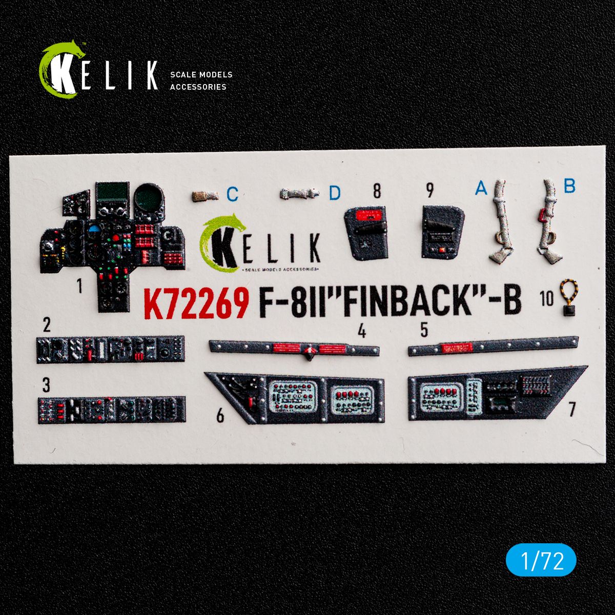 K72269 - F-8II "Finback"-B - interior 3D decals for Trumpeter kit - 1:72