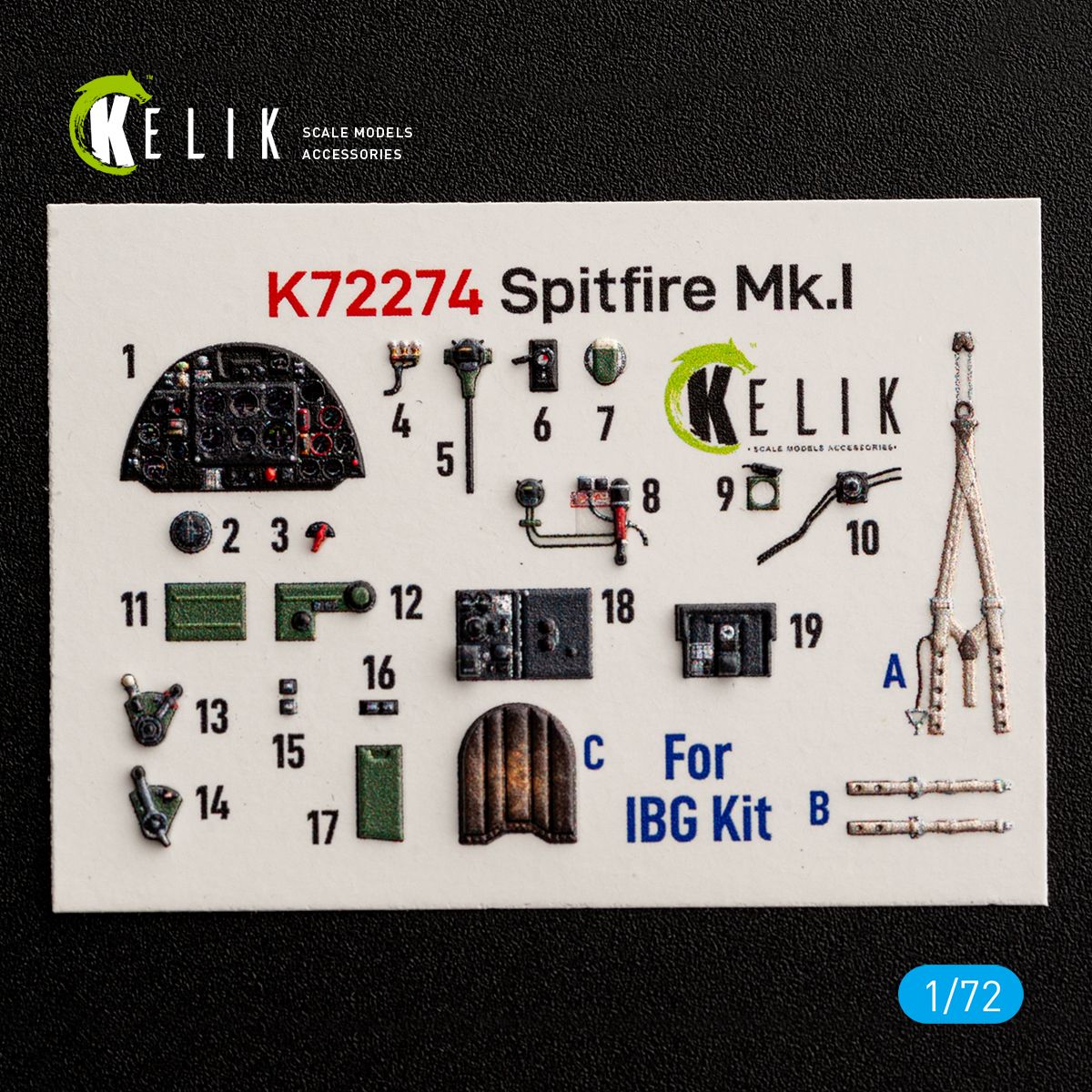K72274 - Spitfire Mk.I - interior 3D decals for IBG kit - 1:72