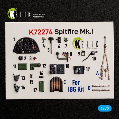 K72274 - Spitfire Mk.I - interior 3D decals for IBG kit - 1:72