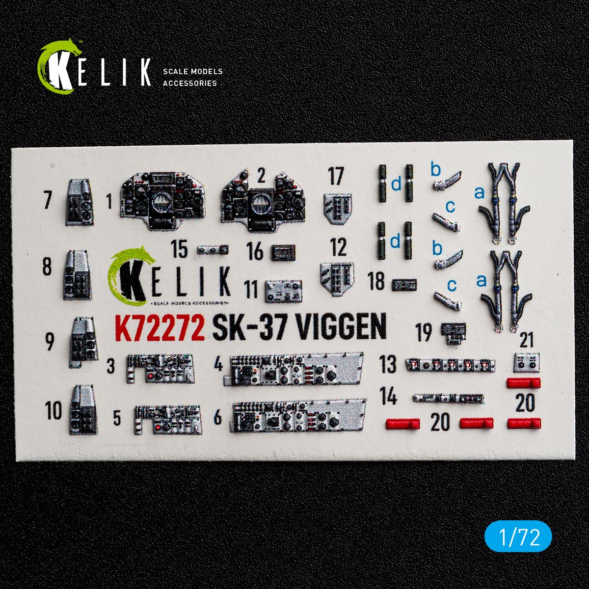 K72272 - SK-37 Viggen - interior 3D decals for Special Hobby kit - 1:72