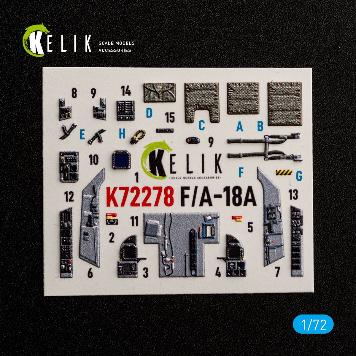 K72278 - F/A-18A - interior 3D decals for Academy 12411 kit - 1:72