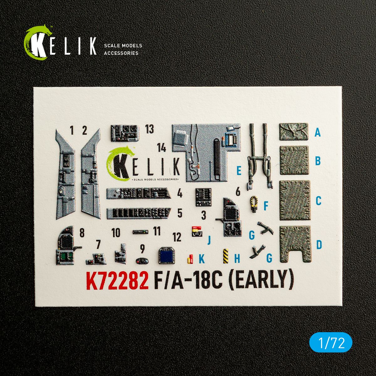 K72282 - F/A-18C (EARLY) - interior 3D decals for Academy 12411 kit - 1:72