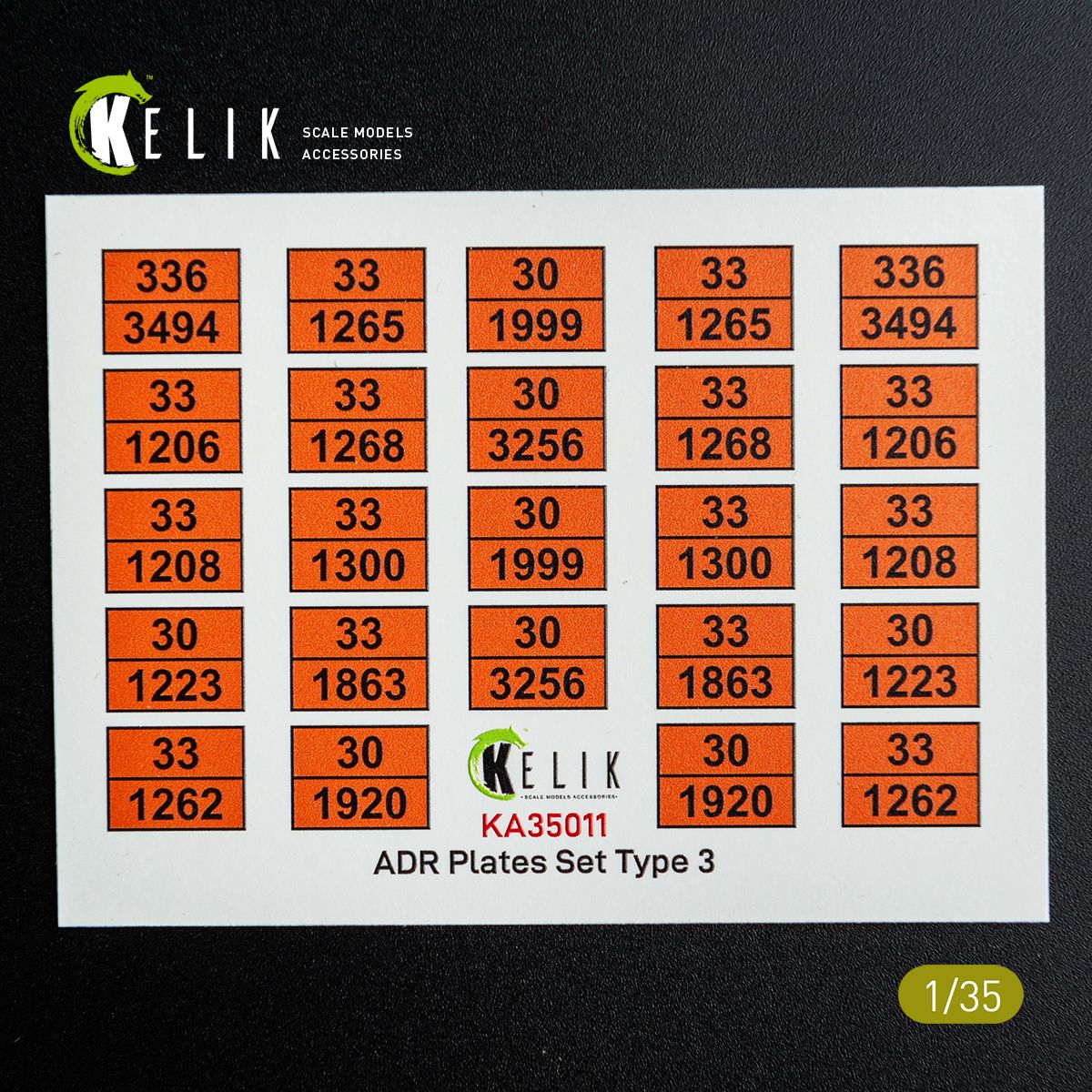 KA35011 - ADR Plates Set Type 3 - Decal for models - 1:35