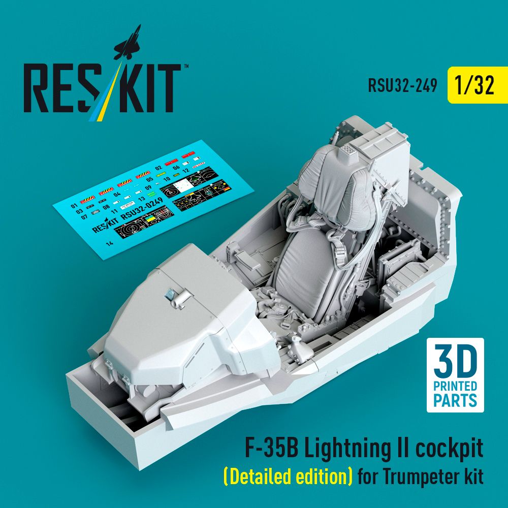 RSU32-0249 - ​F-35B Lightning II cockpit (Detailed edition) for Trumpeter kit (3D Printed) - 1:32
