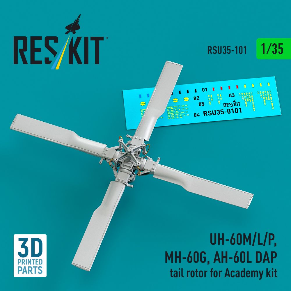 RSU35-0101 - UH-60M/L/P, MH-60G, AH-60L DAP tail rotor for Academy kit (3D Printed) - 1:35