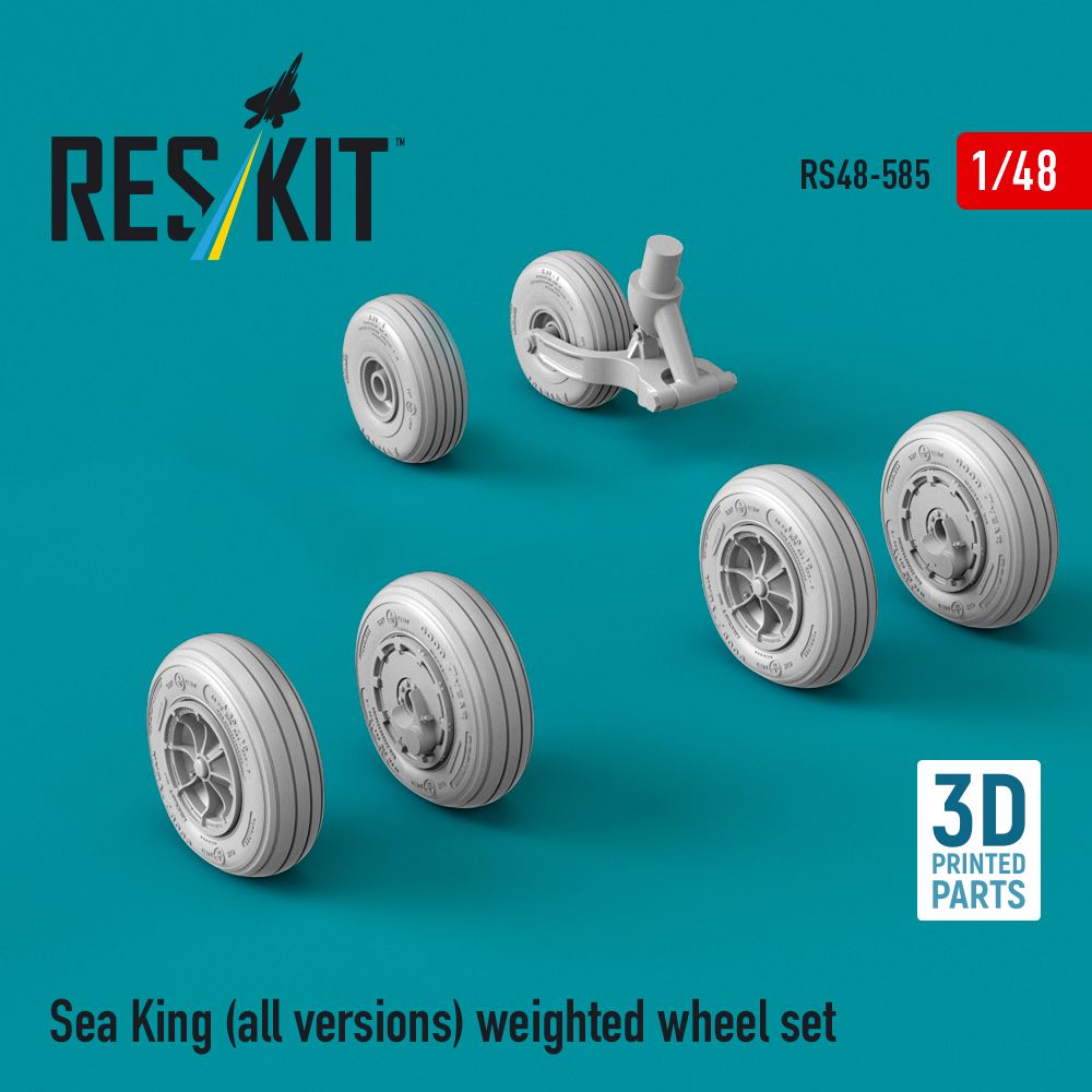 RS48-0585 - Sea King (all versions) weighted wheel set (3D Printed) - 1:48