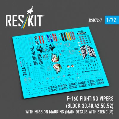 RSB72-0007 - F-16C Fighting Vipers (Block 30,40,42,50,52) with mission marking (Main Decals with Stencils) - 1:72