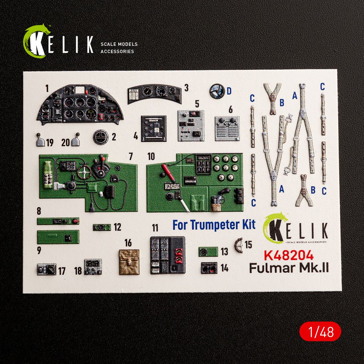 K48204 - Fulmar Mk.II - interior 3D decals for Trumpeter kit - 1:48
