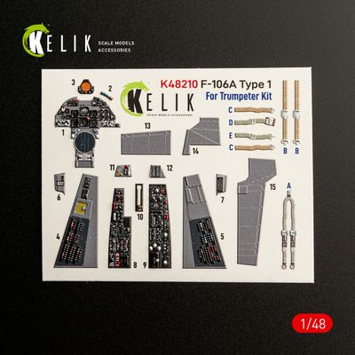 K48210 - F-106A Delta Dart Type 1 - interior 3D decals for Trumpeter kit - 1:48