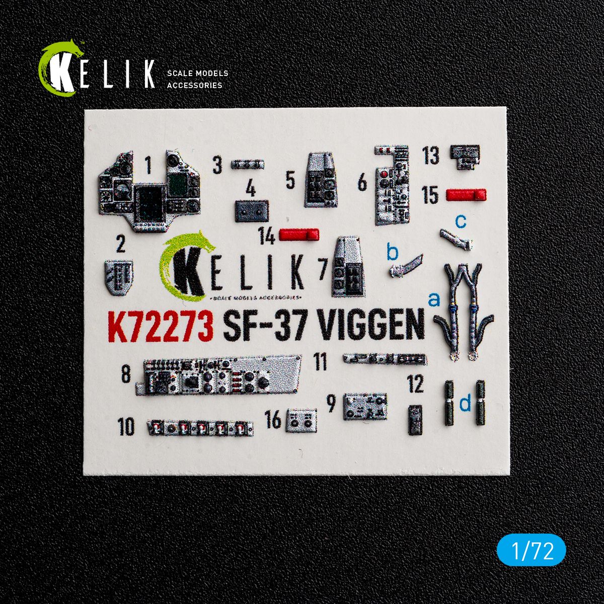 K72273 - SF-37 Viggen - interior 3D decals for Special Hobby kit - 1:72