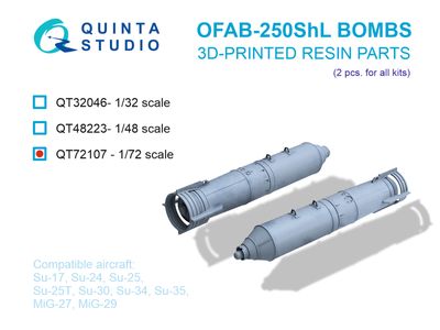 QT72107 - OFAB-250ShL Bombs, 2 pcs (for all kits) - 1:72