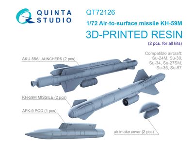 QT72126 - KH-59М Air-to-surface Missiles with Launchers and Targeting Pod, 2 pcs (for all kits) - 1:72