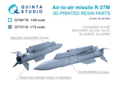 QT72118 - R-37M Air-to-Air Missiles with Launchers, 2 pcs (for all kits) - 1:72