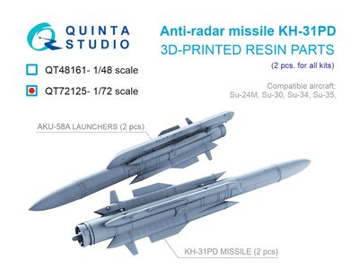 QT72125 - KH-31PD Аnti-radar Missiles with Launchers, 2 pcs (for all kits) - 1:72