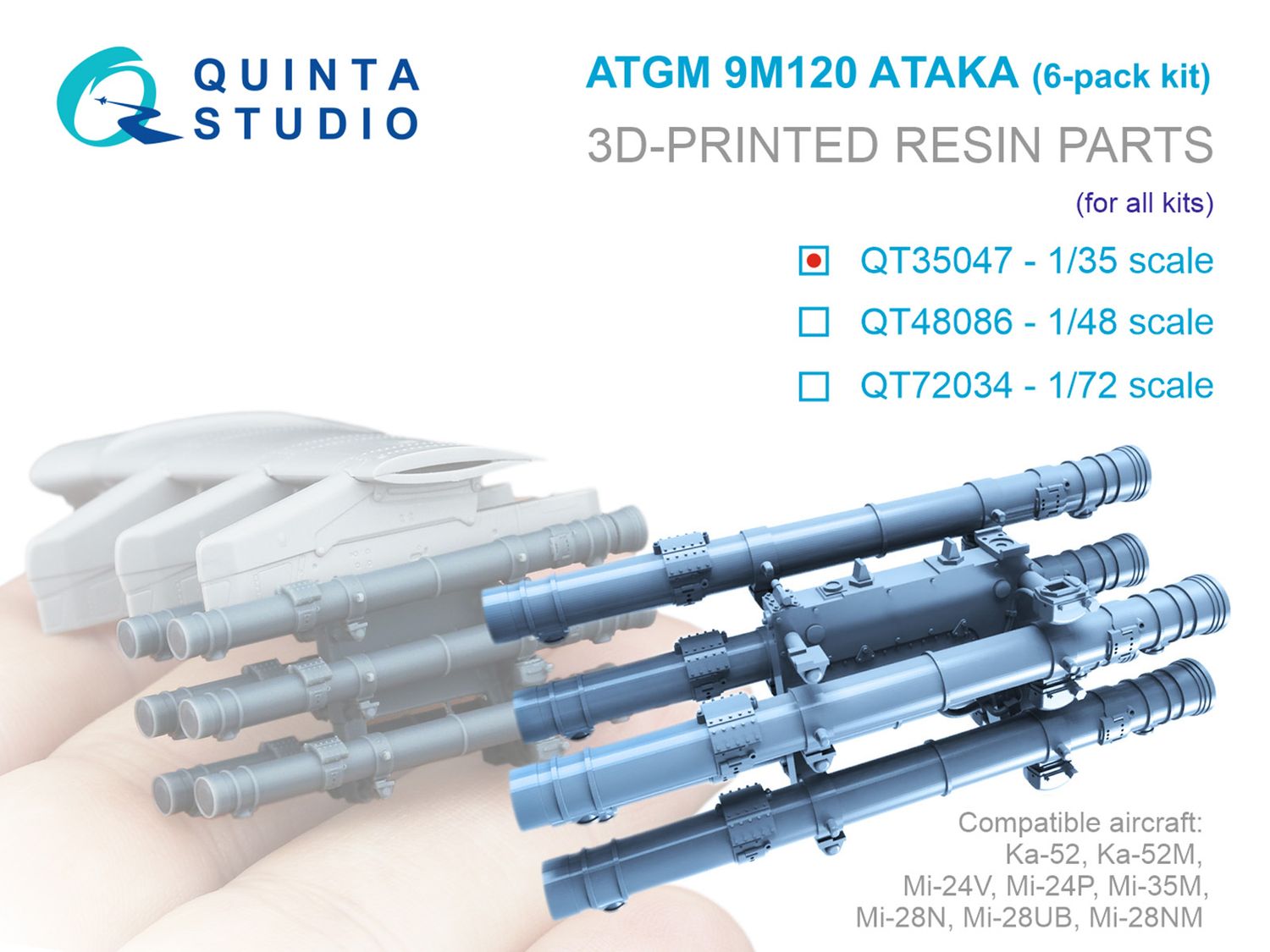 QT35047 - 9M120 Ataka ATGM, six-pack kit for Ka-52, Mi-24/35, Mi-28 (for all kits) - 1:35