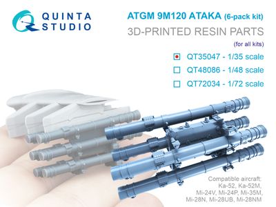 QT35047 - 9M120 Ataka ATGM, six-pack kit for Ka-52, Mi-24/35, Mi-28 (for all kits) - 1:35