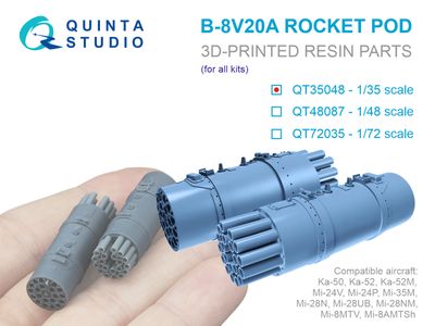 QT35048 - B-8V20A Rocket Pods for Ka-52, Mi-8, Mi-24/35, Mi-28, 2pcs (for all kits) - 1:35