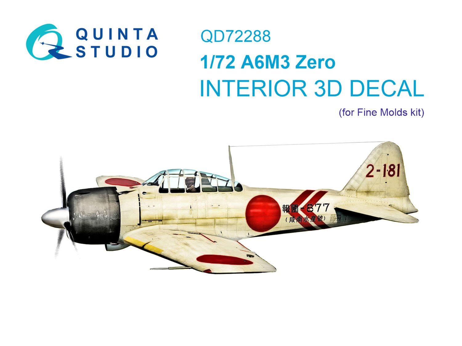 QD72288 - A6M3 Zero 3D-Printed &amp; coloured Interior on decal paper (Fine molds) - 1:72