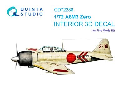 QD72288 - A6M3 Zero 3D-Printed &amp; coloured Interior on decal paper (Fine molds) - 1:72