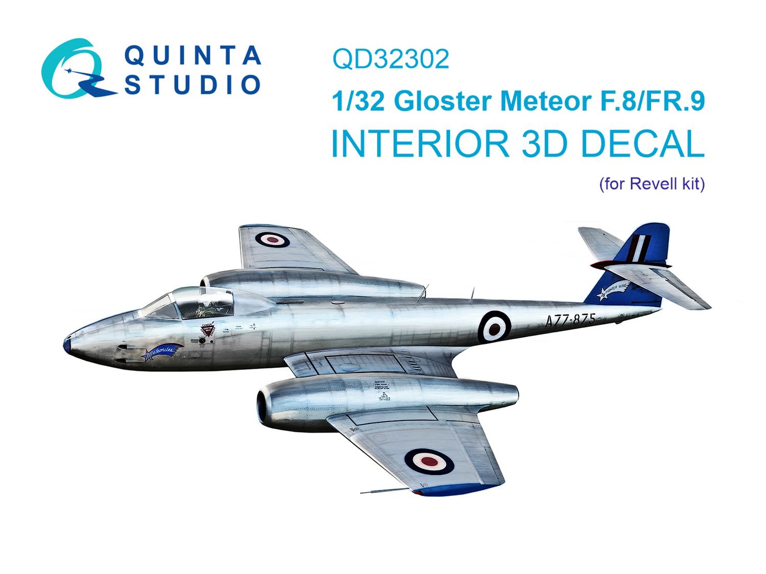QD32302 - Gloster Meteor F.8/FR.9 3D-Printed &amp; coloured Interior on decal paper (Revell) - 1:32