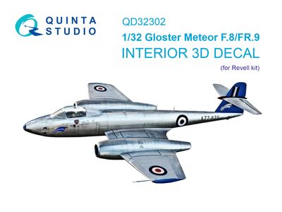 QD32302 - Gloster Meteor F.8/FR.9 3D-Printed &amp; coloured Interior on decal paper (Revell) - 1:32