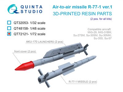 QT72121 - R-77-1 Ver.1 Air-to-Air Missiles with Launchers, 2 pcs (for all kits) - 1:72