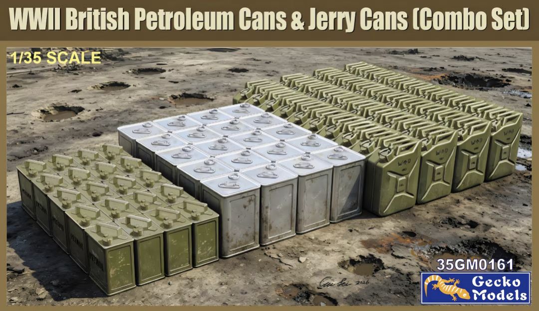 35GM0161 - WWII British Petroleum Cans &amp; Jerry Cans (Combo Set) - 1:35