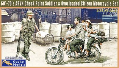 35GM0139 - 60'-70's ARVN Check Point Soldier &amp; Overloaded Citizen Motorcycle Set - 1:35