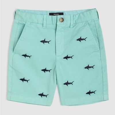 Mint Embroidered Shark Chino Shorts