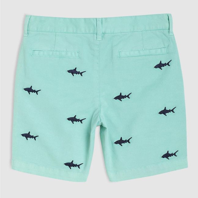 Mint Embroidered Shark Chino Shorts