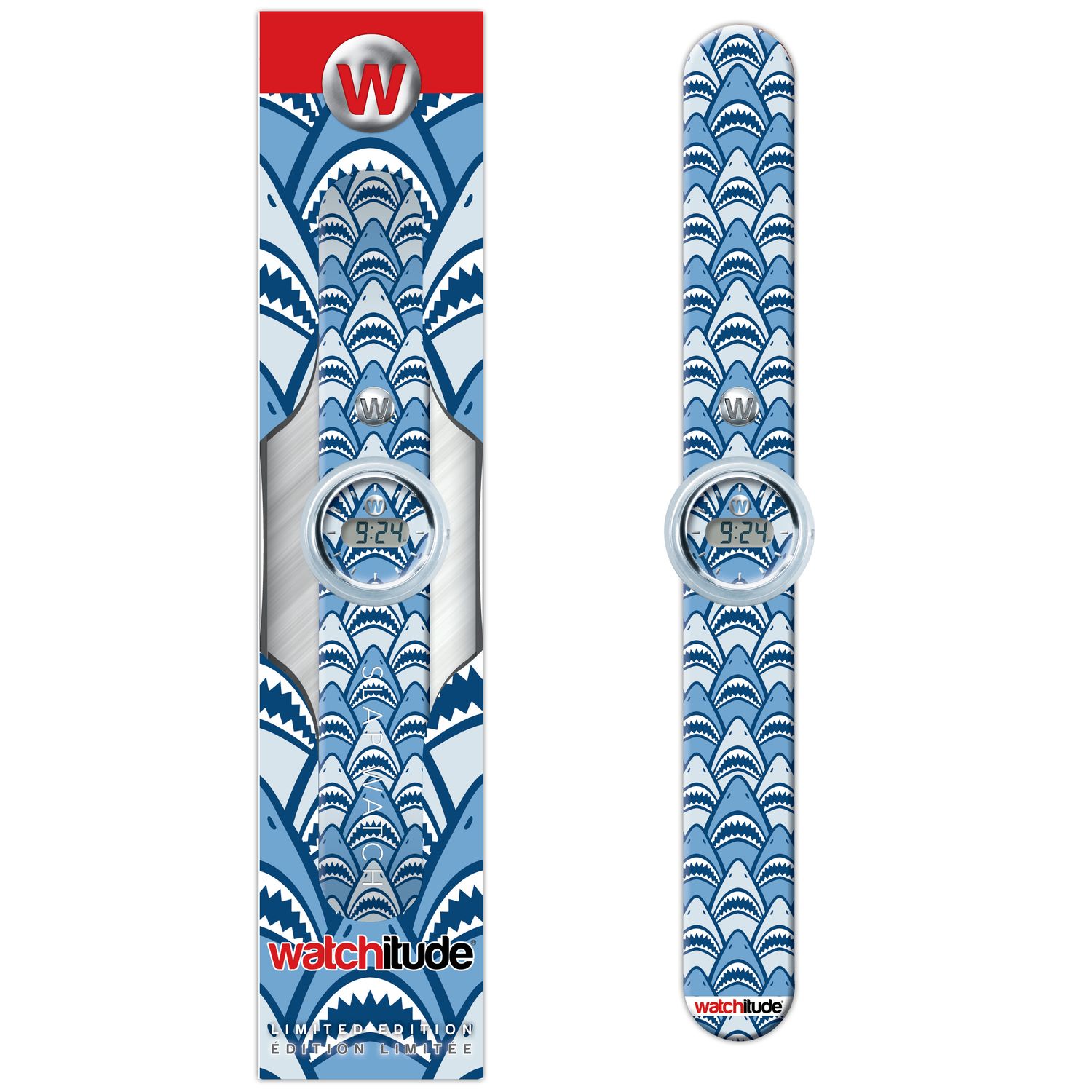 SLAP BAND DIGITAL WATCH SHARK FRENZY