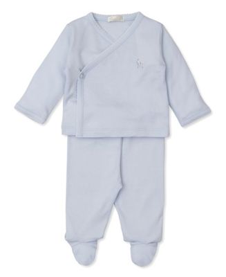 Fleecy Sheep Footed Pant Set, Color: Light Blue, Size: NB