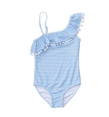 Stripe Pom-Pom Ruffle Suit