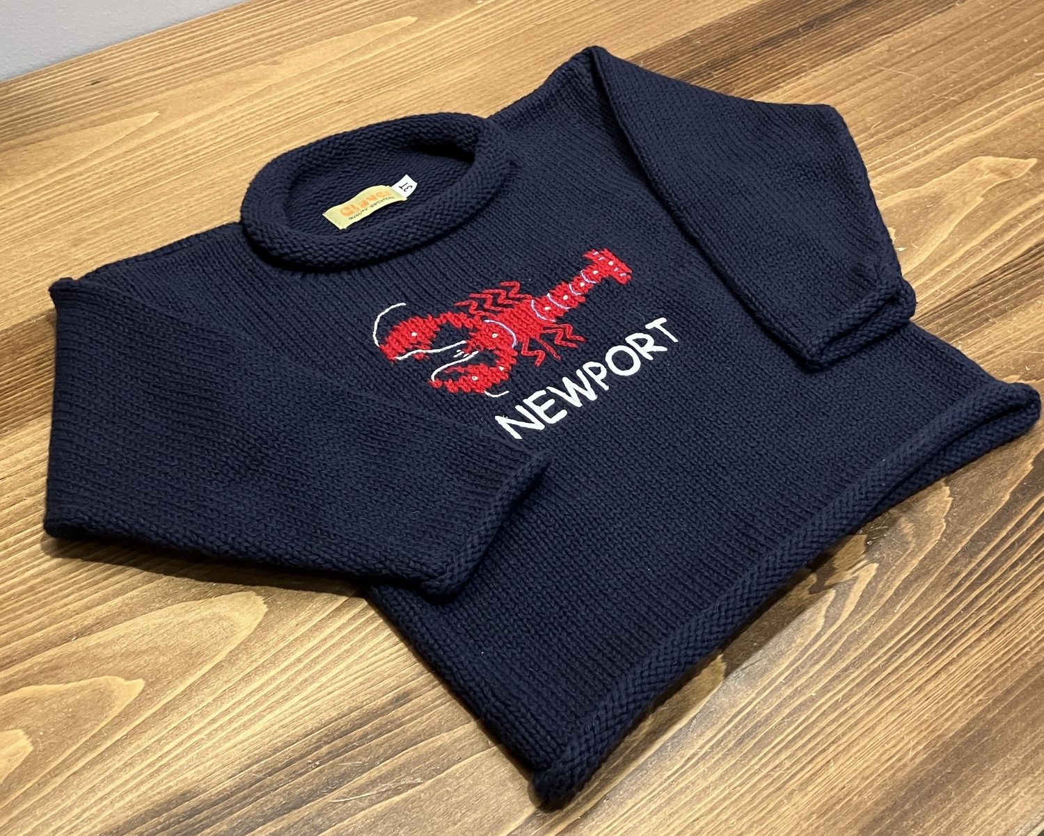 Thin Knit Navy Emb NPT Sweater w/ Lobster 