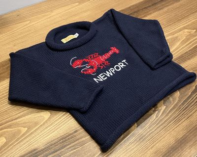 Thin Knit Navy Emb NPT Sweater w/ Lobster 