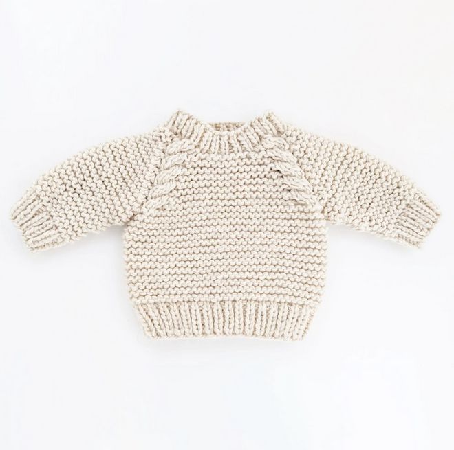 Garter Stitch Crew Neck Sweater