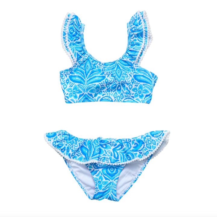 Santorini Blue Frill Crop Bikini