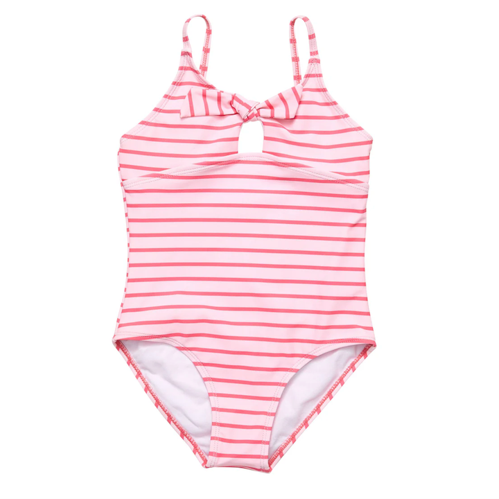 Coral Stripe Bow Swimsuit