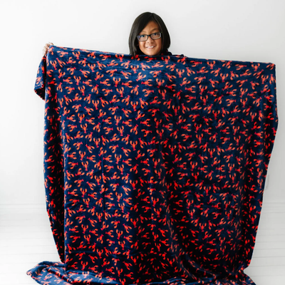 Plush Navy Lobster Blanket