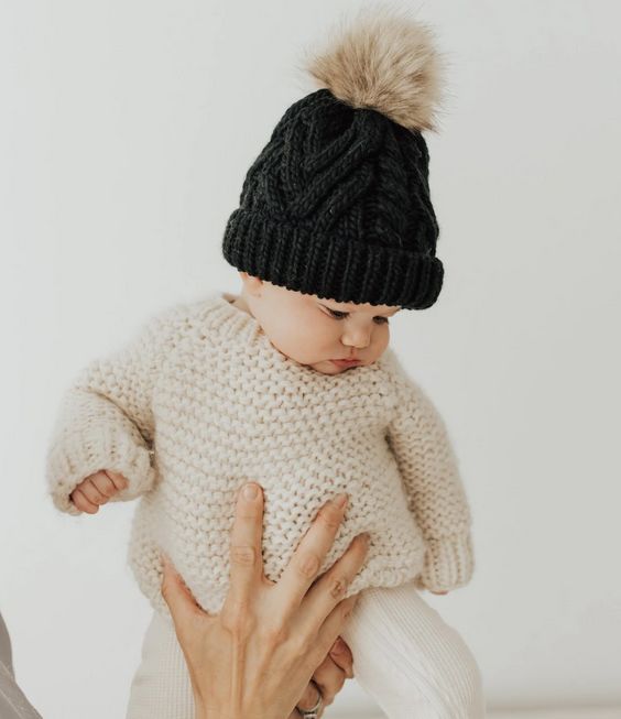 Garter Stitch Crew Neck Sweater