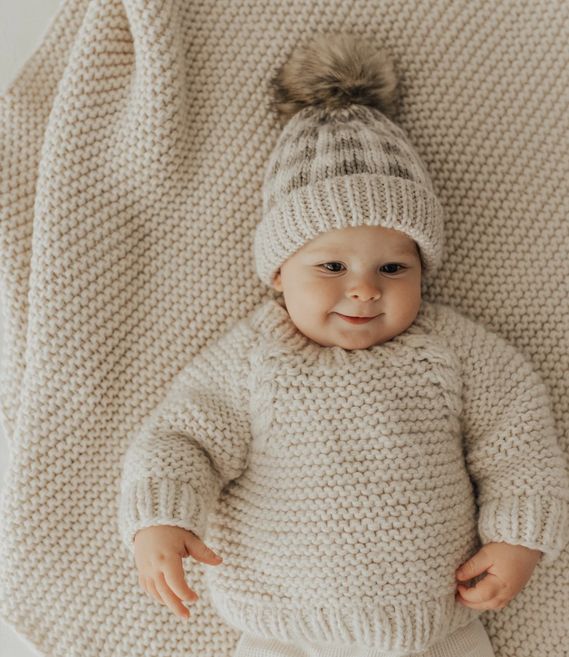 Garter Stitch Crew Neck Sweater