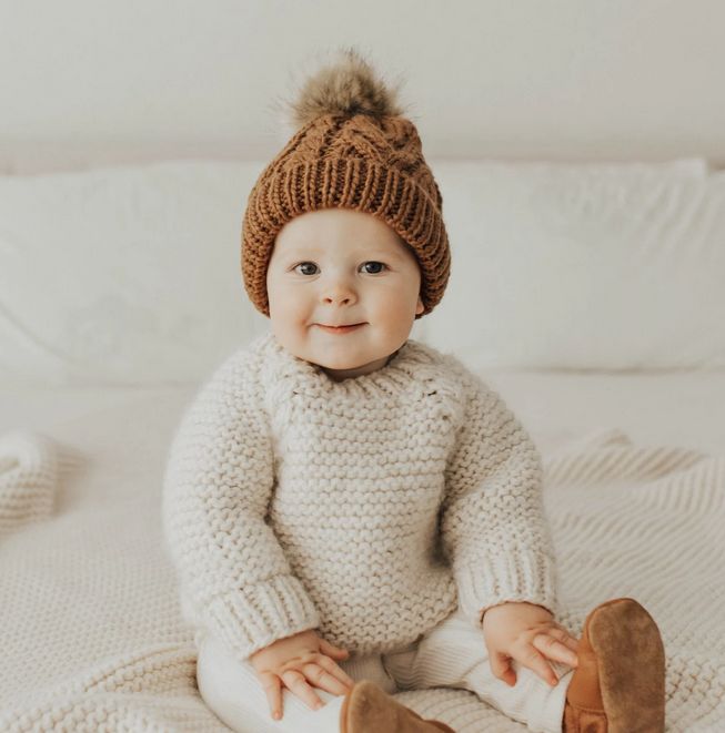 Garter Stitch Crew Neck Sweater