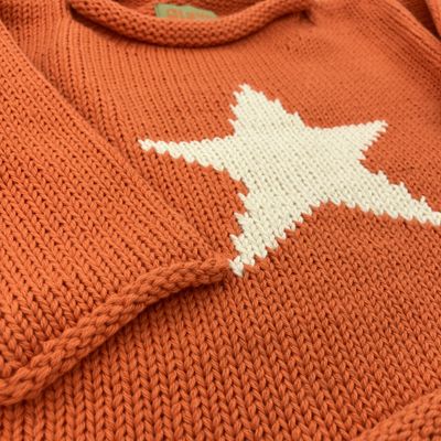 Orange Knit Star Sweater