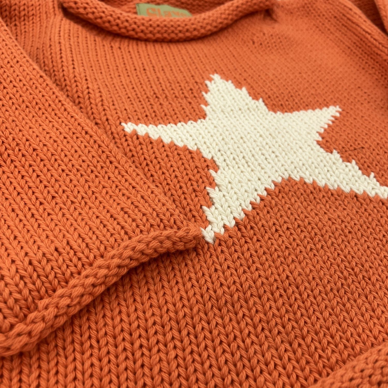 Orange Knit Star Sweater